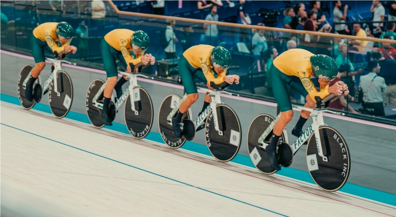 Australian team pursuit at Paris 2024 Olympics on Factor Bikes, gold medal and world record